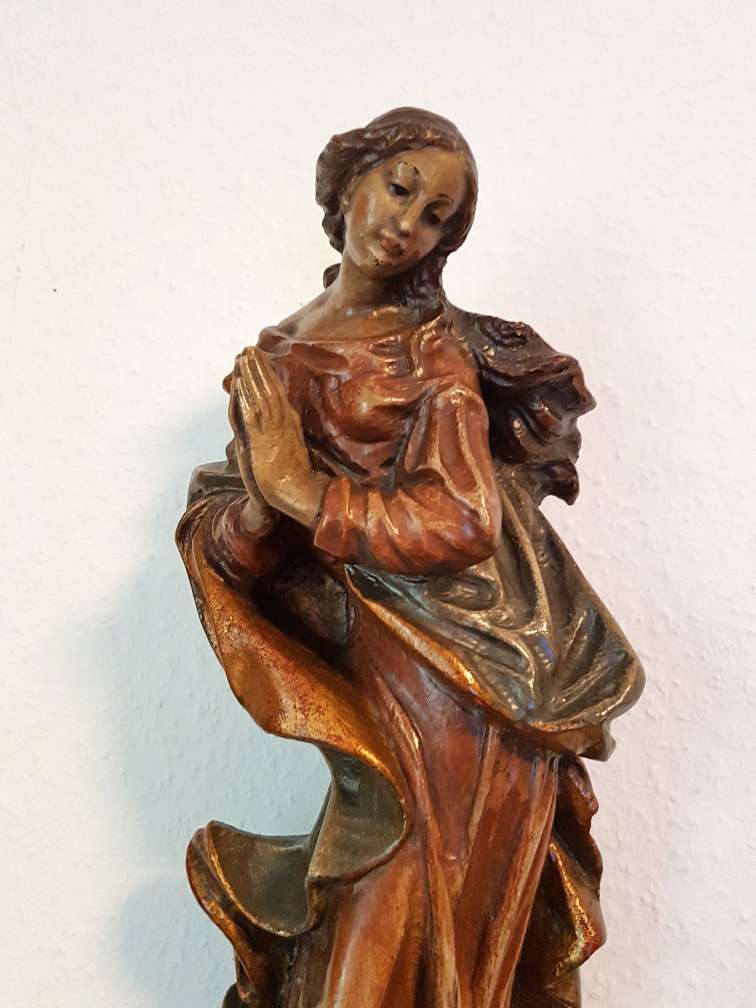 Heilige Maria Mond popular Drachen Statue Holz massiv Jungfrau Germanin