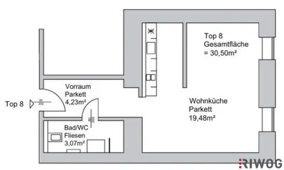 1-Zimmer-Wohnung kaufen in Wien – 30,5 m², € 129.000 – Bild 3 von 3