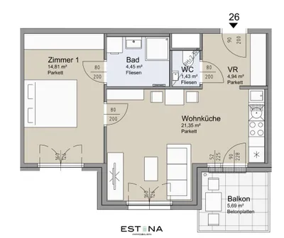 2-Zimmer-Wohnung mieten in Wien – 46,98 m², € 1.099 – Bild 15 von 15
