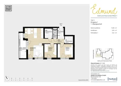 zu Vermieten! Bezugsfertig August 2026! helle und gut geschnittene 3 Zi Wohnung mit Loggia_Top 1_EDMUND – Bild 3