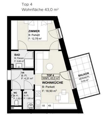 2-Zimmer-Wohnung mieten in Neunkirchen – 43 m², € 680