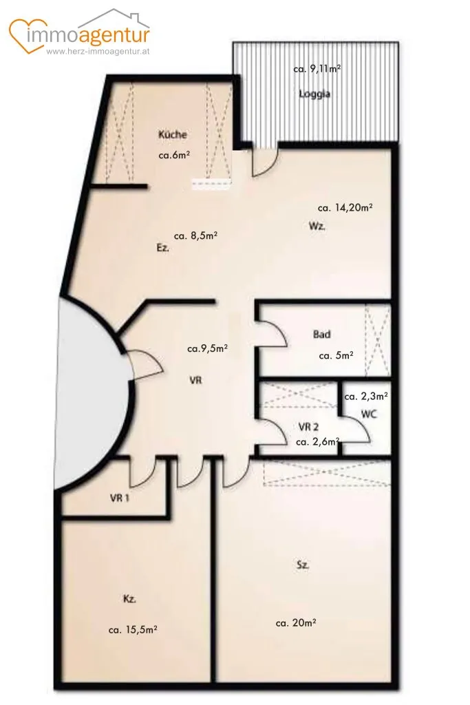 Helle, modernisierte 3-Zimmer-Wohnung mit Loggia, Parkplatz und hochwertiger Ausstattung in Marchtrenk - Ansicht 2