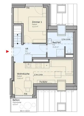 2-Zimmer-Wohnung kaufen in Wien – 54 m², € 498.000 – Bild 6 von 7