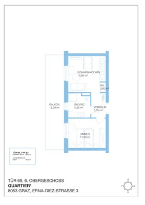 2-Zimmer-Wohnung mieten in Graz – 34,97 m², € 731 – Bild 9 von 9