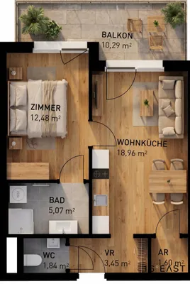 2-Zimmer-Wohnung kaufen in Wien – 43,4 m², € 289.695 – Bild 8 von 8