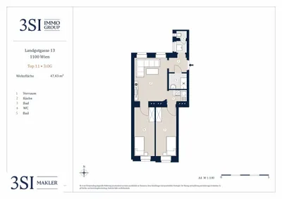 3-Zimmer-Wohnung kaufen in Wien – 47,43 m², € 195.000 – Bild 8 von 8
