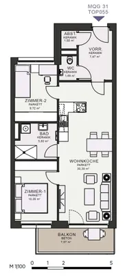 3-Zimmer-Wohnung mieten in Graz – 66,81 m², € 989 – Bild 6 von 6