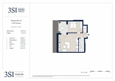 2-Zimmer-Wohnung kaufen in Wien – 43,93 m², € 338.000 – Bild 12 von 12