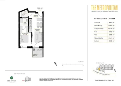 2-Zimmer-Wohnung mieten in Wien – 44,55 m², € 990 – Bild 15 von 15