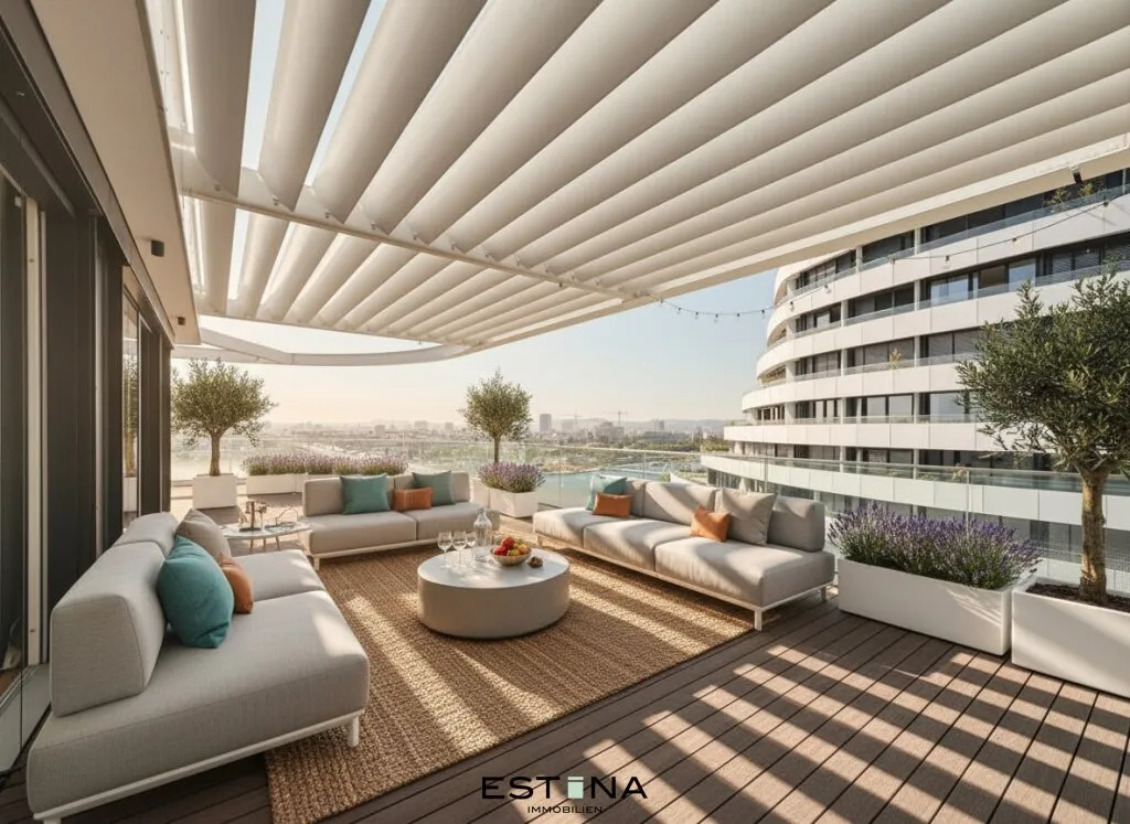 Lichtdurchflutete Dachgeschosswohnung mit beeindruckendem Panoramablick auf die Donauinsel - Ansicht 2