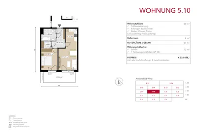 2-Zimmer-Wohnung kaufen in Graz – 50 m², € 222.458 – Bild 2 von 9