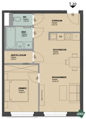 2-Zimmer-Wohnung mieten in Wien – 47 m², € 969 – Bild 14 von 14