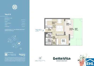 2-Zimmer-Wohnung kaufen in Wiener Neustadt – 51,52 m², € 269.000 – Bild 3 von 3