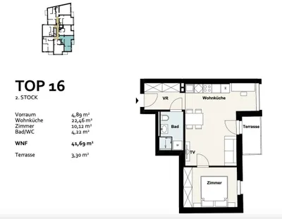 2-Zimmer-Wohnung kaufen in Wien – 41,69 m², € 299.000 – Bild 8 von 8