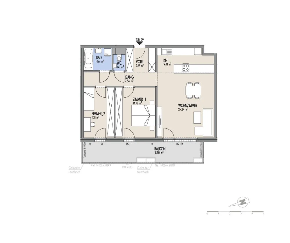 Hof am Park - Kompakte 3-Zimmer-Wohnung mit Balkon & Blick in den Albert-Schultz-Park - Ansicht 2