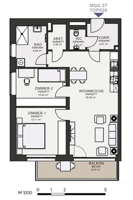 3-Zimmer-Wohnung mieten in Graz – 69,31 m², € 1.079 – Bild 6 von 6