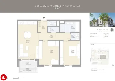 3-Zimmer-Wohnung mieten in Bruck an der Leitha – 80,54 m², € 1.608 – Bild 3 von 3