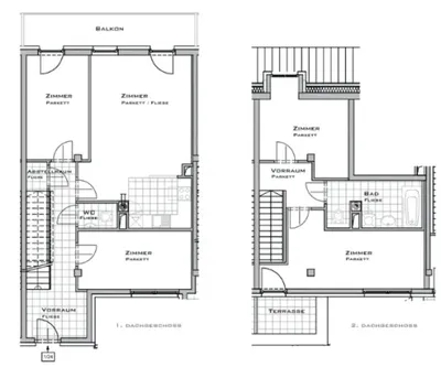 BERNHARDTSTALGASSE, 119 m2 Maisonette mit Terrasse und Balkon, 4 Zimmer, Wohnküche, Wannenbad, Parketten, Dachgeschoß – Bild 3