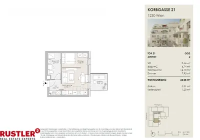 1-Zimmer-Wohnung kaufen in Wien – 33,05 m², € 230.000 – Bild 9 von 9