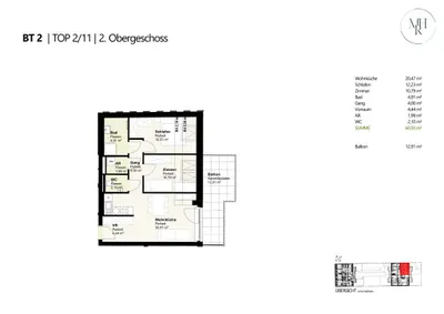 3-Zimmer-Wohnung mieten in Wien – 60,93 m², € 1.550 – Bild 12 von 12