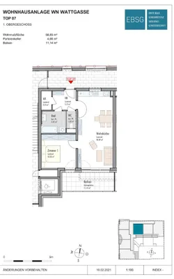 2-Zimmer-Wohnung mieten in Wiener Neustadt – 58,87 m², € 753 – Bild 2 von 2