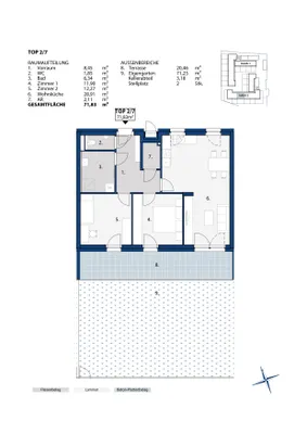 3-Zimmer-Wohnung mieten in Melk – 71,83 m², € 897 – Bild 2 von 2