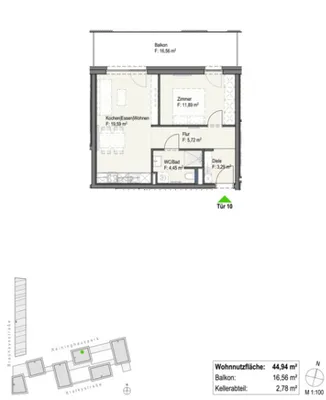 2-Zimmer-Wohnung mieten in Graz – 45 m², € 662 – Bild 2 von 2