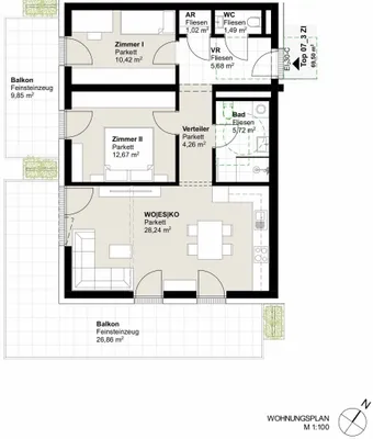 3-Zimmer-Wohnung kaufen in Graz – 69,5 m², € 432.000 – Bild 10 von 12