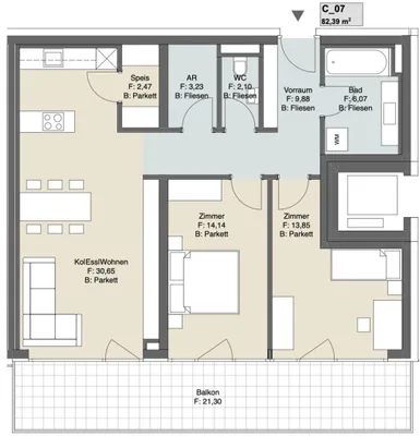3-Zimmer-Wohnung kaufen in Graz-Umgebung – 81,3 m², € 435.000 – Bild 11 von 13