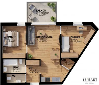 3-Zimmer-Wohnung kaufen in Wien – 60,38 m², € 423.615 – Bild 8 von 8