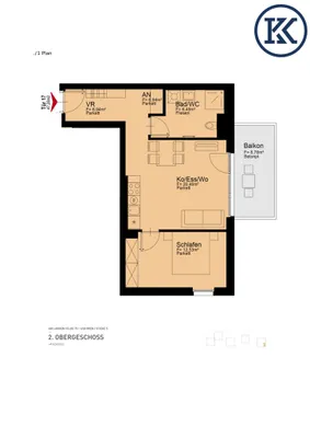 2-Zimmer-Wohnung mieten in Wien – 47 m², € 1.102 – Bild 12 von 12