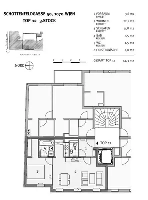 2-Zimmer-Wohnung mieten in Wien – 44,3 m², € 985 – Bild 11 von 12