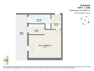 1-Zimmer-Wohnung mieten in Linz – 42,63 m², € 672 – Bild 12 von 12