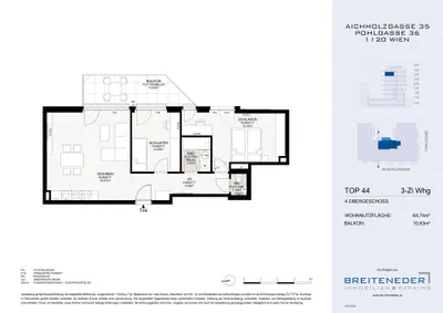 3-Zimmer-Wohnung kaufen in Wien – 64,74 m², € 519.000 – Bild 2 von 11