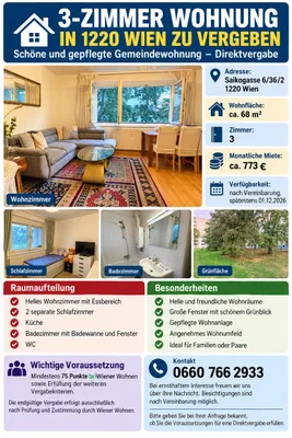 Wohnung zur Miete in 1220 Wien