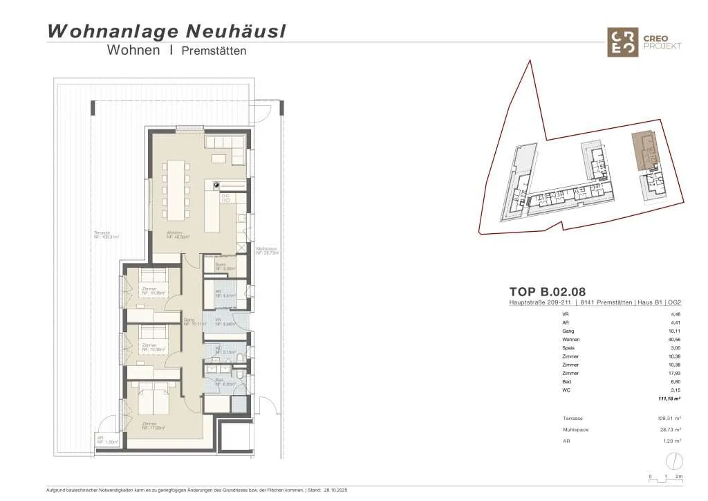 (reserviert) MEIN ZUHAUSE IN PREMSTÄTTEN- Exklusive Terrassenwohnung mit 109 m² Dachterrasse Top_8 - Ansicht 3