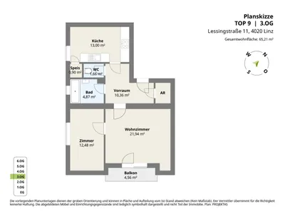 2-Zimmer-Wohnung mieten in Linz – 65,21 m², € 1.190 – Bild 13 von 13