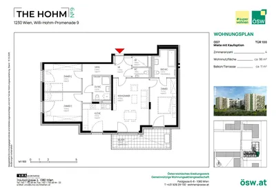 4-Zimmer-Wohnung mieten in Wien – 96,29 m², € 1.995 – Bild 2 von 5