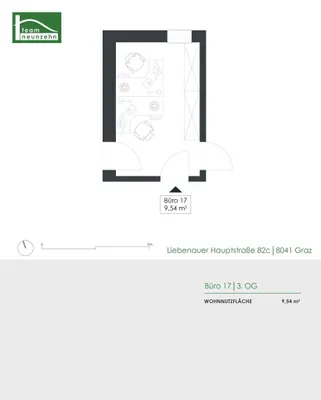 1-Zimmer-Gewerbeimmobilie mieten in Graz – 9 m², € 333 – Bild 4 von 4