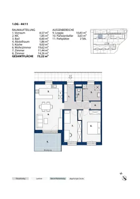 3-Zimmer-Wohnung mieten in Melk – 73,05 m², € 835 – Bild 2 von 2
