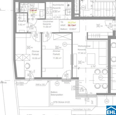 3-Zimmer-Wohnung mieten in Wien – 59,13 m², € 1.359 – Bild 7 von 7