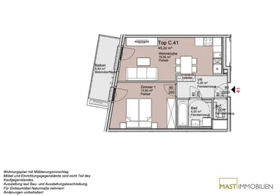 2-Zimmer-Wohnung mieten in Wien – 45,22 m², € 1.040 – Bild 8 von 9