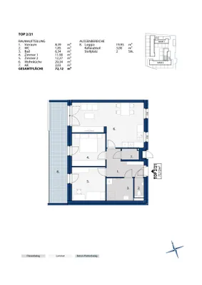 3-Zimmer-Wohnung mieten in Melk – 72,12 m², € 924 – Bild 2 von 2