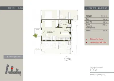 1-Zimmer-Wohnung mieten in Graz – 36,73 m², € 423 – Bild 10 von 10