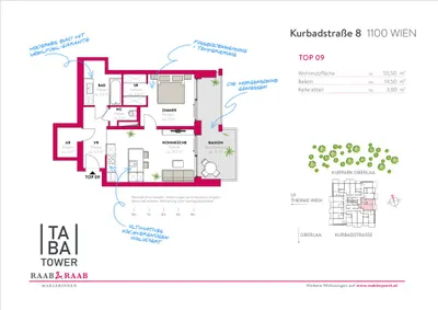 2-Zimmer-Wohnung mieten in Wien – 55,5 m², € 1.200 – Bild 15 von 15