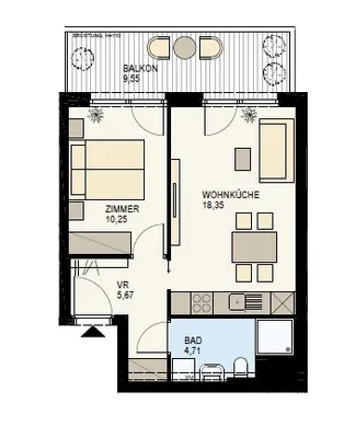 2-Zimmer-Wohnung kaufen in Wien – 39,98 m², € 437.600 – Bild 8 von 11
