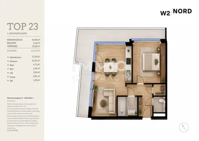 2-Zimmer-Wohnung kaufen in Wien – 54,9 m², € 339.000 – Bild 7 von 7