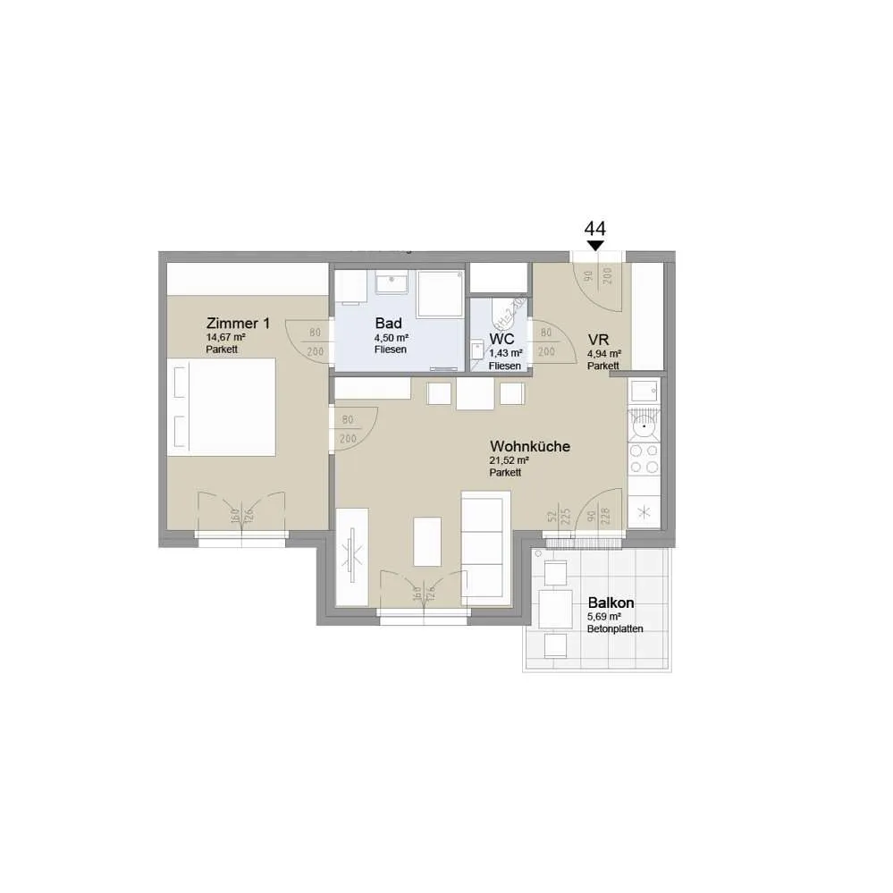 SOLEY - Ideal für Singles und Pärchen! Kompakte Wohnung mit Balkon - Ansicht 2