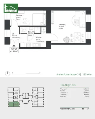 2-Zimmer-Wohnung kaufen in Wien – 41,11 m², € 175.000 – Bild 20 von 20