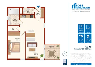 2-Zimmer-Wohnung mieten in Linz Land – 51,23 m², € 864 – Bild 14 von 14